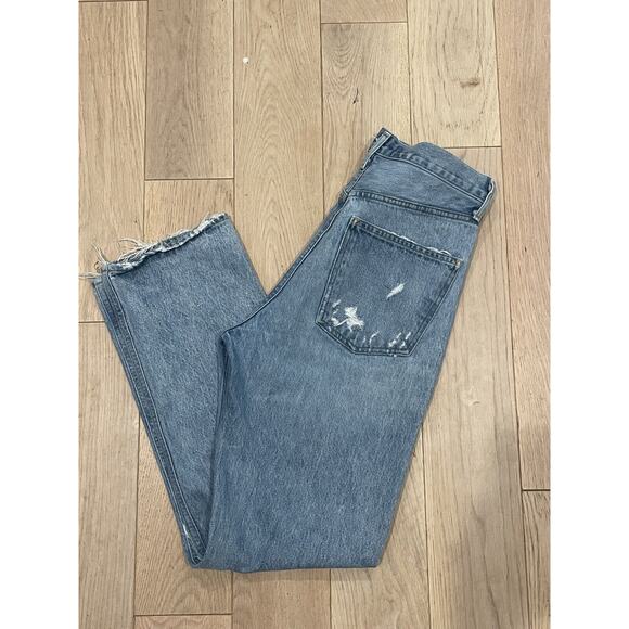 AGOLDE 90s Mid-Rise Loose Fit Distressed Button Fly Jeans Organic Cotton Size 26 - Picture 8 of 10